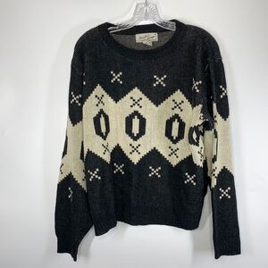 Vintage Hunter Ridge Black & White Grandpa Sweater Medium